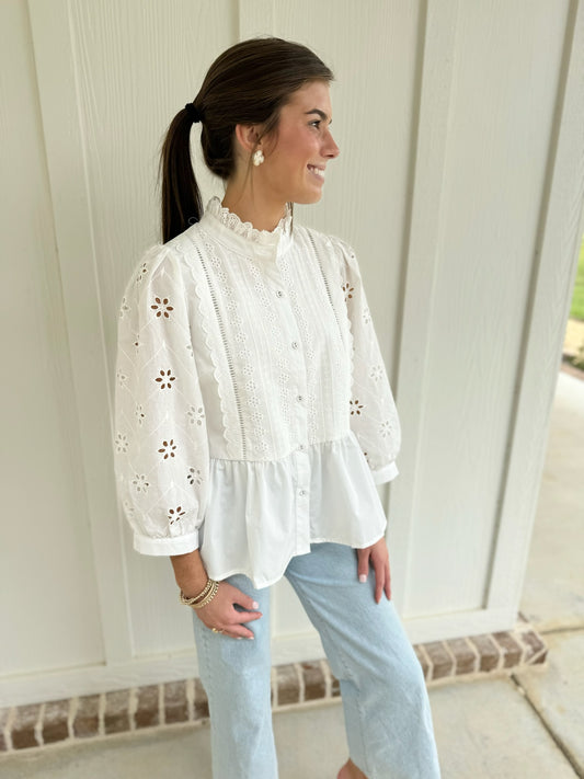 Emmy White eyelet Blouse