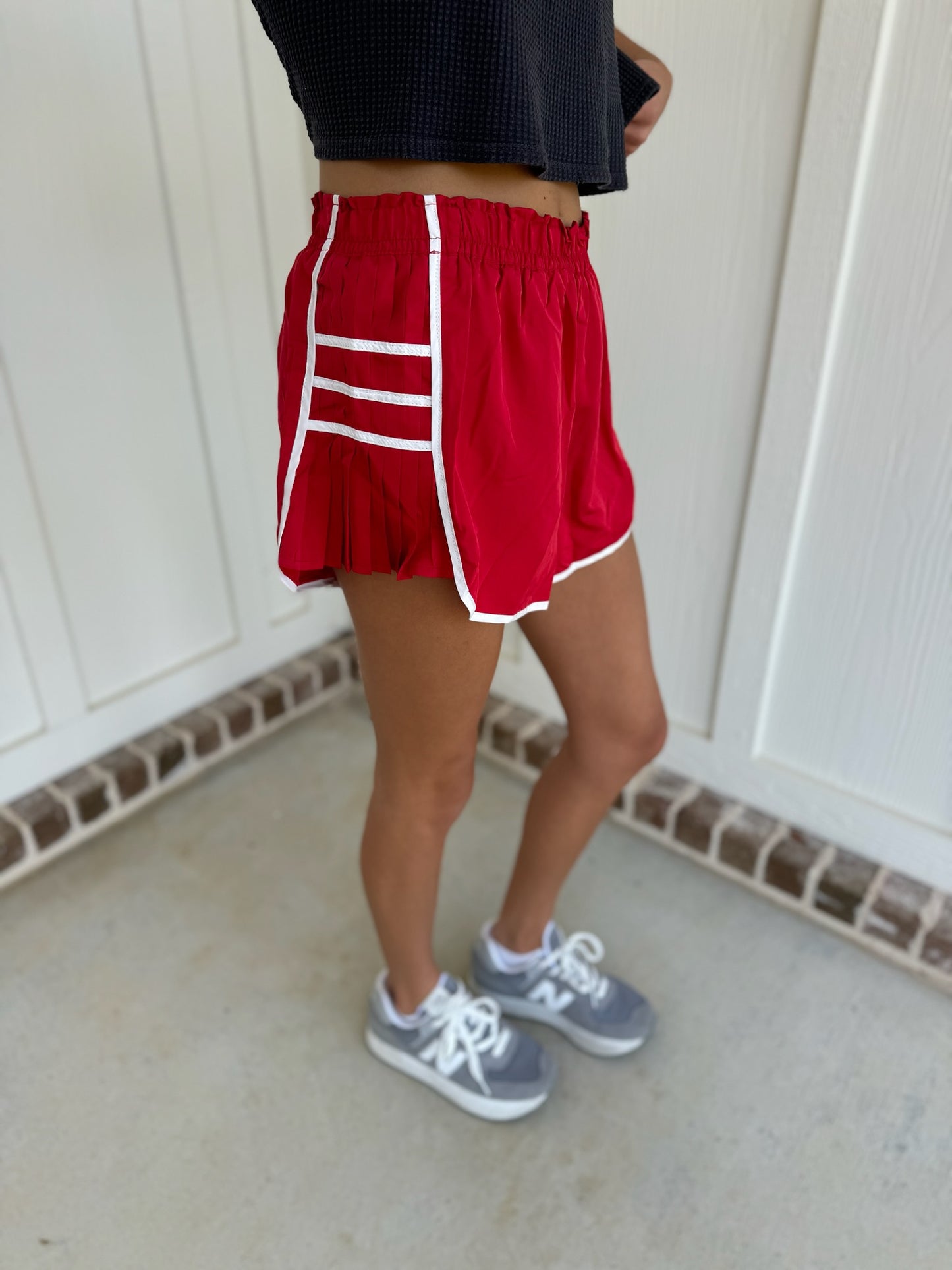 Red Game Day Pleated shorts