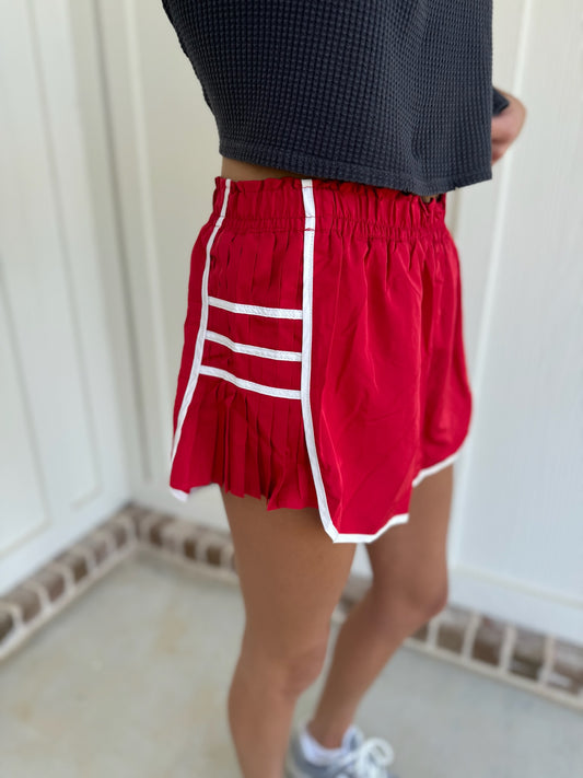 Red Game Day Pleated shorts