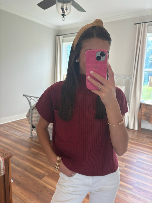 Ava Sweater Top in Ruby