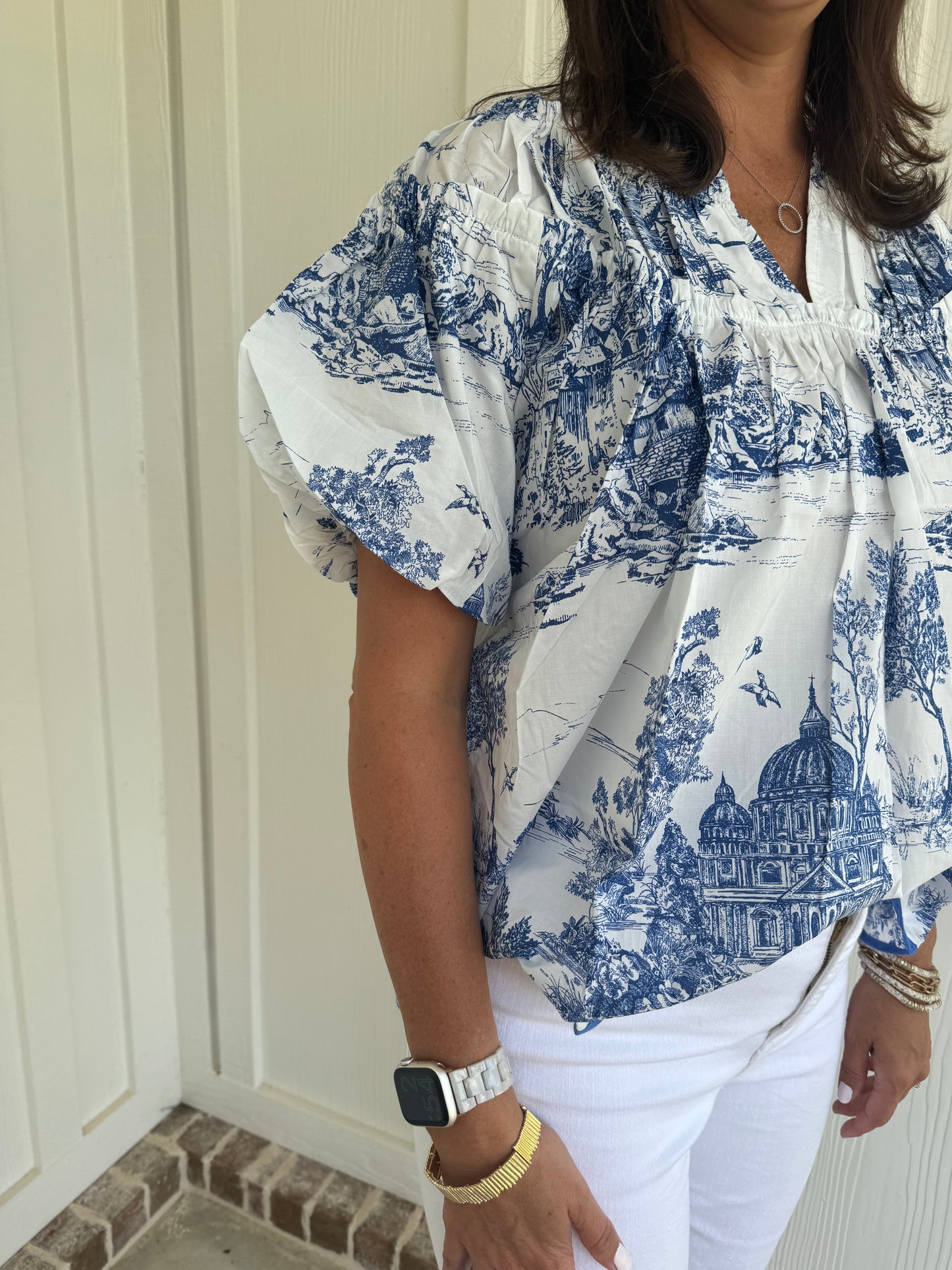 Zoey Blue and White blouse