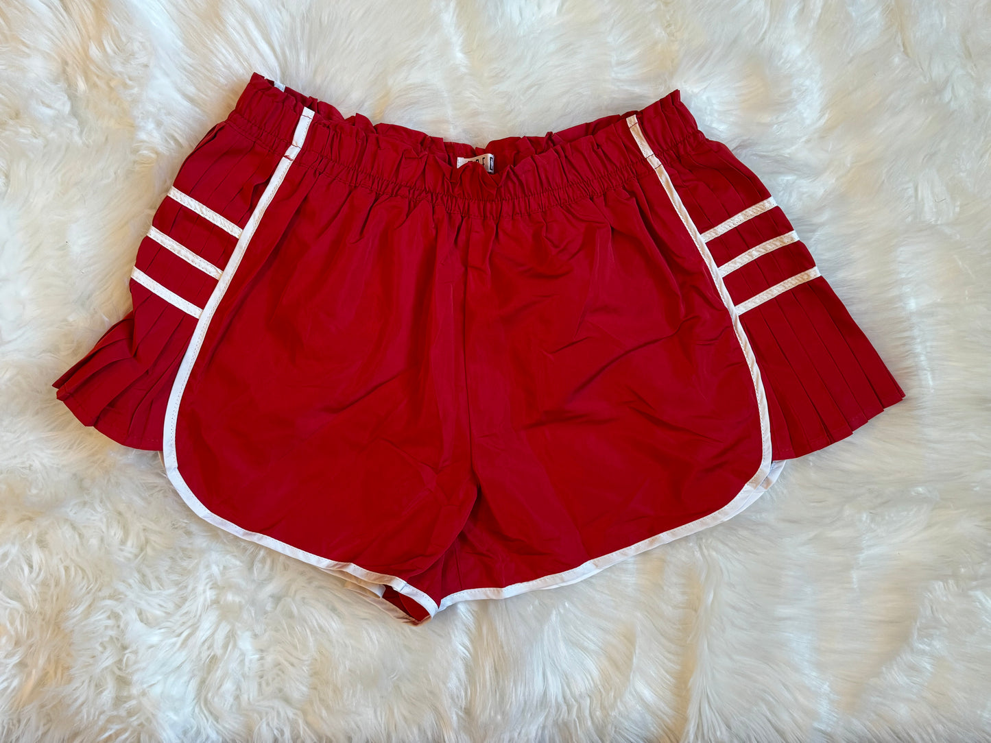 Red Game Day Pleated shorts