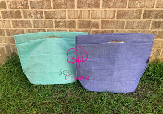 Large Chambray Cooler Bag with Monogram